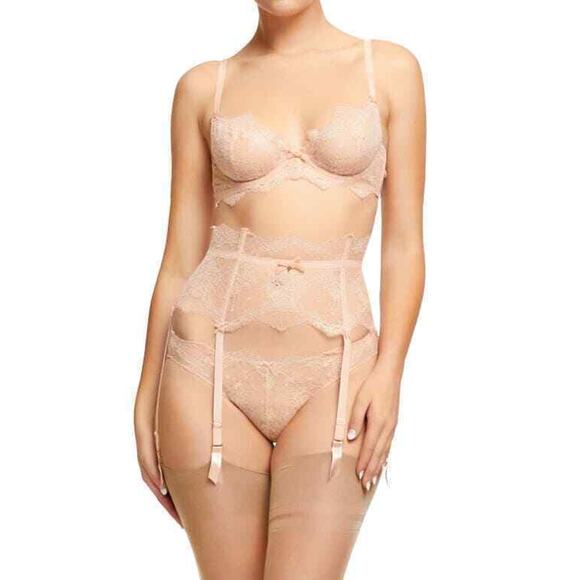 Dita Von Teese Metallic Lace Underwire Bra Vintage Peach Size 36C 0557 - Picture 1 of 2